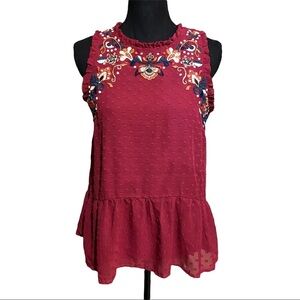 Love on a Hanger Embroidered Swiss Dot Semi Sheer Blouse Top Women's M Medium